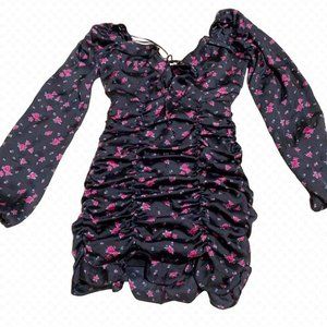 Floral Ruched Ruffle Bell Sleeve Dress